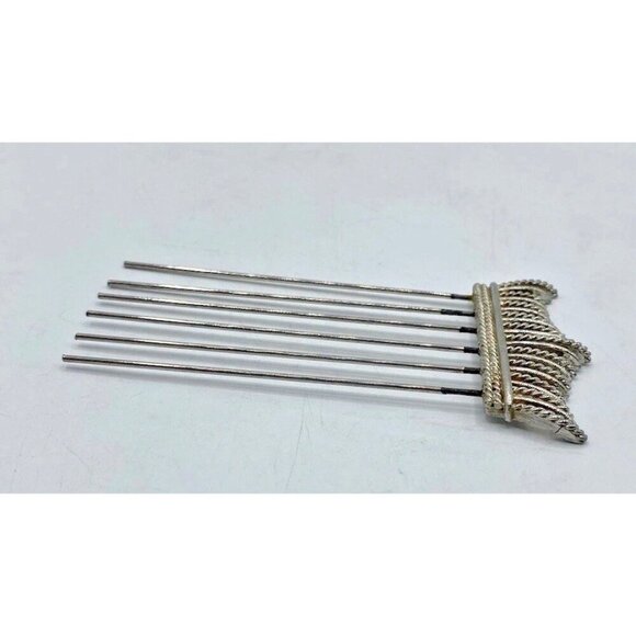 Vintage Crown Shape Hair Pin Pick Comb Glam Regency Collectible Silver Tone Updo - Picture 3 of 12